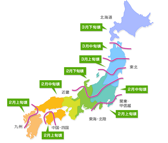2012年日本全国花粉飛散予測の地図